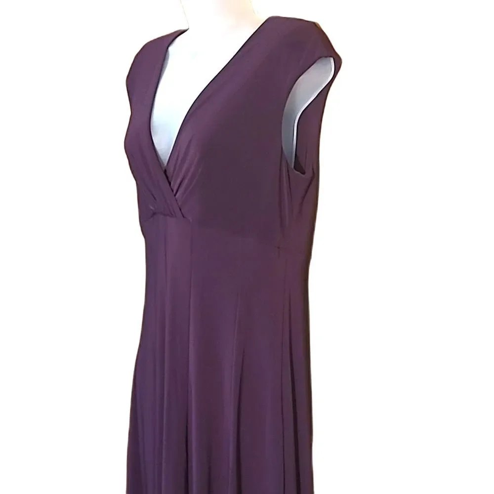 Ralph Lauren Cocktail A-Line Swing Dress Plunge V-Neck Knee Length Short Sleeve